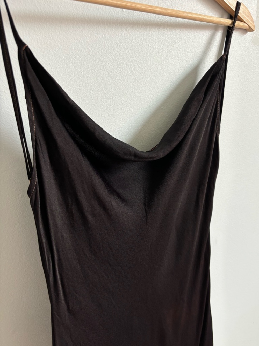 Meshki Jade Cowl Neck Backless Maxi Dress - Dark Chocolate Brown - Picture 3 of 8